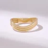 925 sterling silver curved band ring with thick gold plating