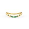 Curved 925 sterling silver ring with emerald accent