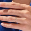 925 Sterling Silver Curved Marquise Wedding Ring V-Shaped Unique Cut Bridal Ring - Image 3
