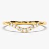 925 Sterling Silver Curved Nine-Stone Diamond Wedding Ring/Stackable Band - Image 4