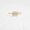 925 Sterling Silver Emerald Cut Diamond Engagement Ring