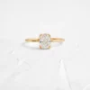 925 Sterling Silver cushion cut diamond ring with gold plating
