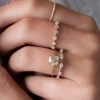 Gold-plated sterling silver ring with a pave-set cushion-cut stone