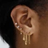 Flower stud earrings in 925 sterling silver with gold plating