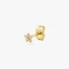 Gold-plated sterling silver stud earrings with floral sparkle