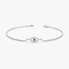 925 Sterling Silver Dainty Diamond & Sapphire Evil Eye Bracelet - Image 2