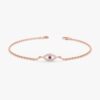 925 Sterling Silver Dainty Diamond & Sapphire Evil Eye Bracelet - Image 5