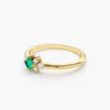 Slim sterling silver ring with vivid green CZ emerald and CZ diamonds