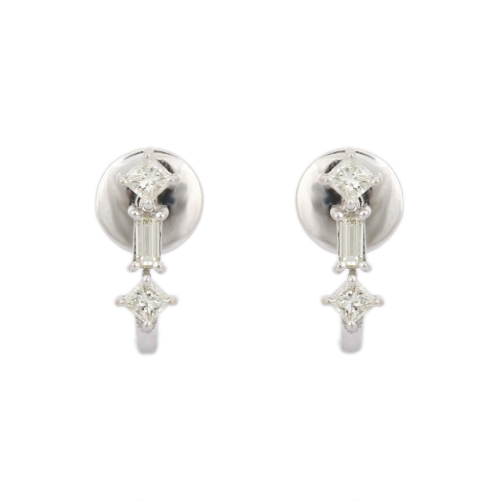 925 Sterling Silver Dangle Diamond Tiny Earrings