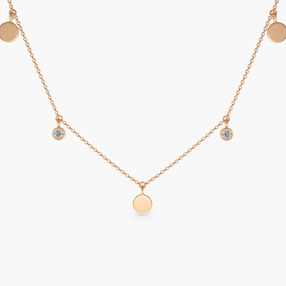 925 Sterling Silver Dangling Diamond Disc Necklace
