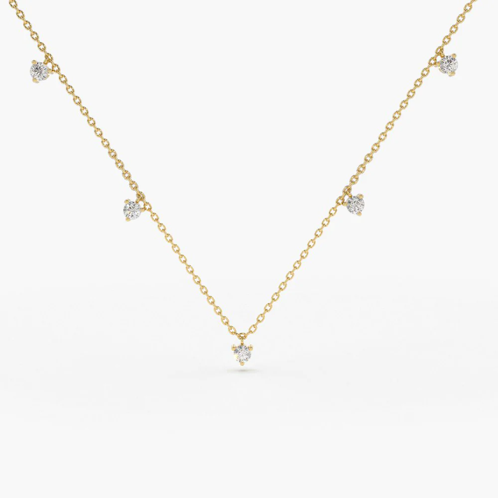 925 Sterling Silver Dangling Diamond Solitaire Necklace