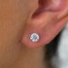 Sterling silver stud earrings with a classic four-prong design