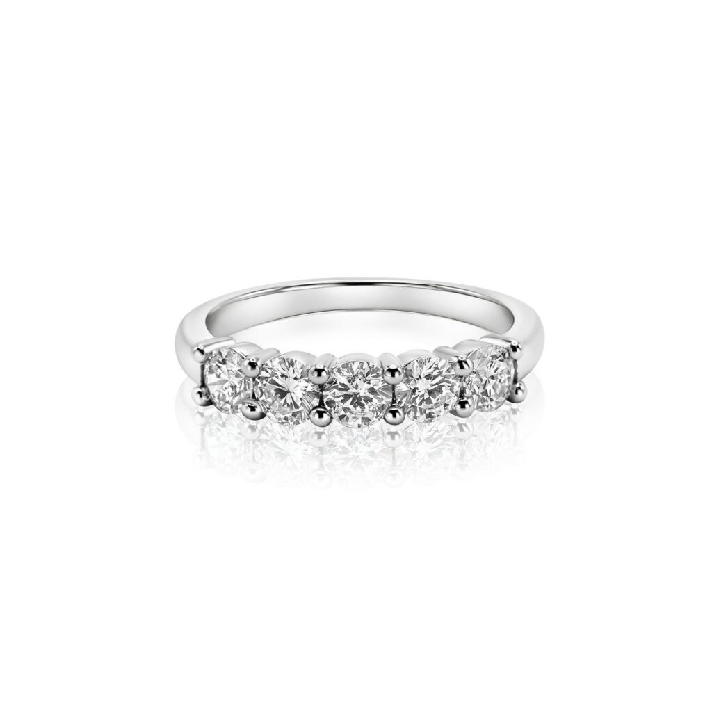 925 Sterling Silver Diamond 5 Stone Anniversary Ring