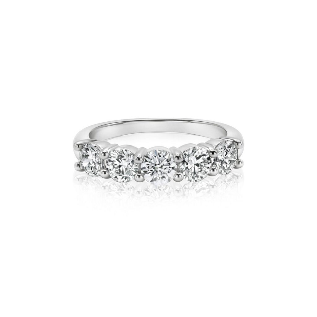 925 Sterling Silver Diamond 5 Stone Anniversary Ring