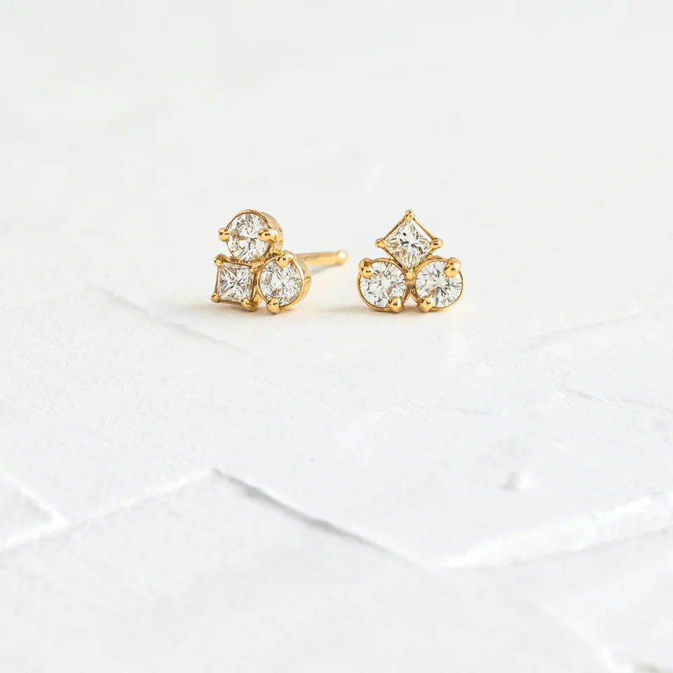 925 Sterling Silver Diamond 925 Sterling Silver Mosaic Studs