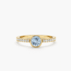 925 Sterling Silver Diamond and Aquamarine Engagement Ring
