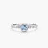 925 Sterling Silver Diamond and Aquamarine Engagement Ring - Image 3
