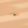 925 Sterling Silver Diamond and Asscher Cut Emerald Ring - Image 4
