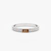 925 Sterling Silver Diamond and Baguette Citrine Ring