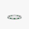 925 Sterling Silver Diamond and Baguette Emerald Eternity Ring