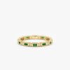 925 Sterling Silver Diamond and Baguette Emerald Eternity Ring - Image 2