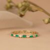 925 Sterling Silver Diamond and Baguette Emerald Eternity Ring - Image 4