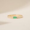925 Sterling Silver Diamond and Baguette Emerald Ring - Image 5
