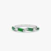 925 Sterling Silver Diamond and Baguette Emerald Ring - Image 2