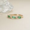 925 Sterling Silver Diamond and Baguette Emerald Ring - Image 5