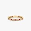 Sterling silver eternity ring with ruby and diamond accents