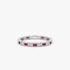 Baguette ruby and round diamond bezel-set eternity ring