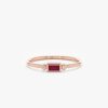 925 Sterling Silver Diamond and Baguette Ruby Ring