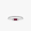 925 Sterling Silver Diamond and Baguette Ruby Ring - Image 2