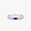 925 Sterling Silver Diamond and Baguette Sapphire Ring - Image 2
