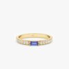 925 Sterling Silver Diamond and Baguette Tanzanite Ring