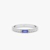 925 Sterling Silver Diamond and Baguette Tanzanite Ring - Image 2