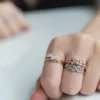 Sterling silver ring featuring baguette-set premium CZ topaz