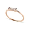 Contemporary ring design with baguette stone setting and diamond accents