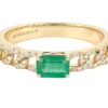 Sterling silver cocktail ring with emerald and diamond accents