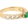 Cocktail ring with pave-set CZ diamond and emerald stones