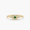 925 Sterling Silver Diamond and Emerald Evil Eye Ring