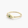 925 Sterling Silver Diamond and Emerald Evil Eye Ring - Image 3
