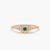 925 Sterling Silver Diamond and Emerald Evil Eye Ring - Image 4