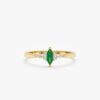 925 Sterling Silver Diamond and Marquise Emerald Ring