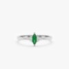 925 Sterling Silver Diamond and Marquise Emerald Ring - Image 2
