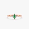 925 Sterling Silver Diamond and Marquise Emerald Ring - Image 4