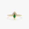925 Sterling Silver Diamond and Marquise Emerald Ring - Image 3
