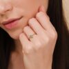 925 Sterling Silver Diamond and Marquise Emerald Ring - Image 5