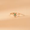 925 Sterling Silver Diamond and Marquise Emerald Ring - Image 6