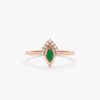925 Sterling Silver Diamond and Marquise Emerald Ring - Image 7
